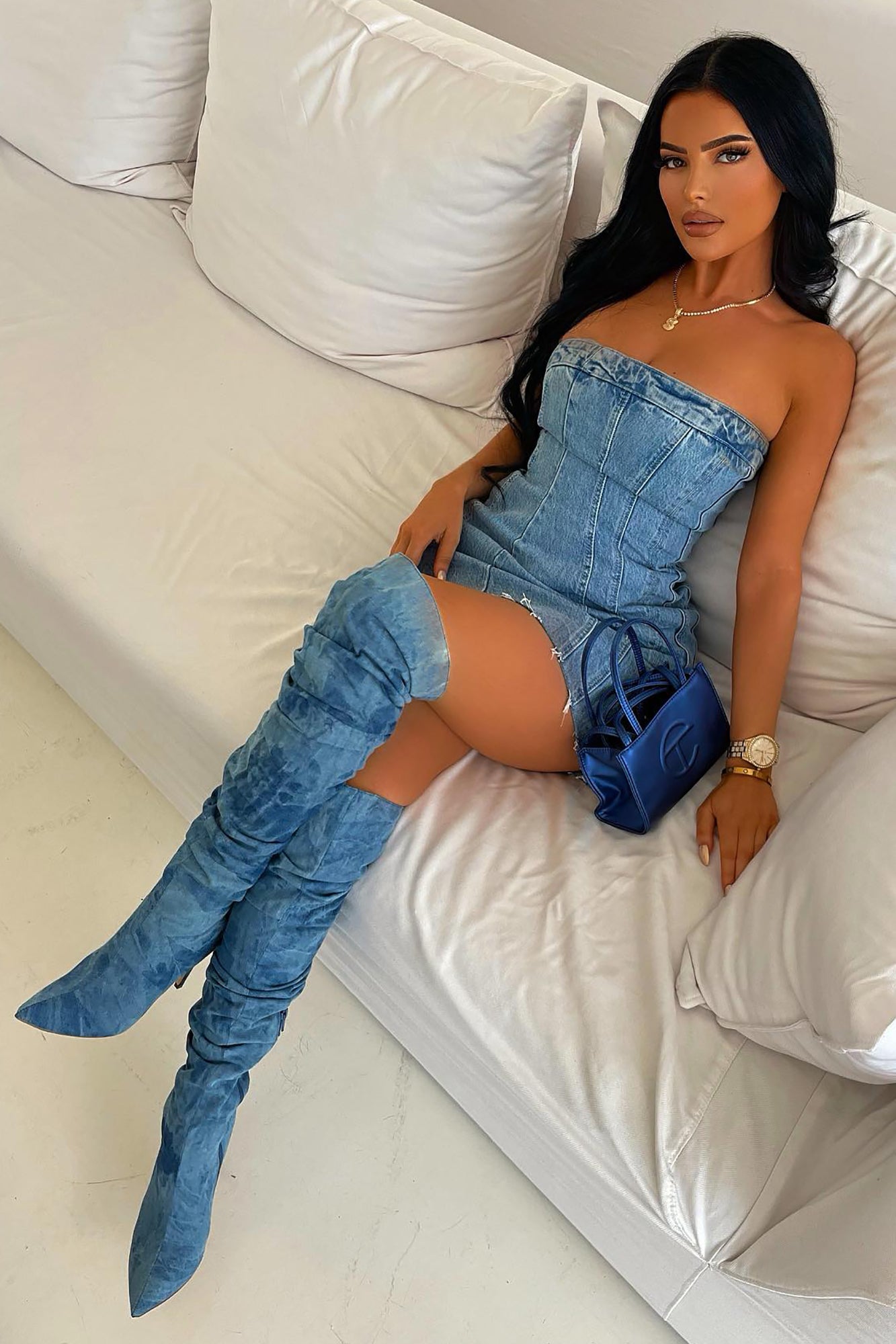 Let's Talk About It Over The Knee Boots (Denim)