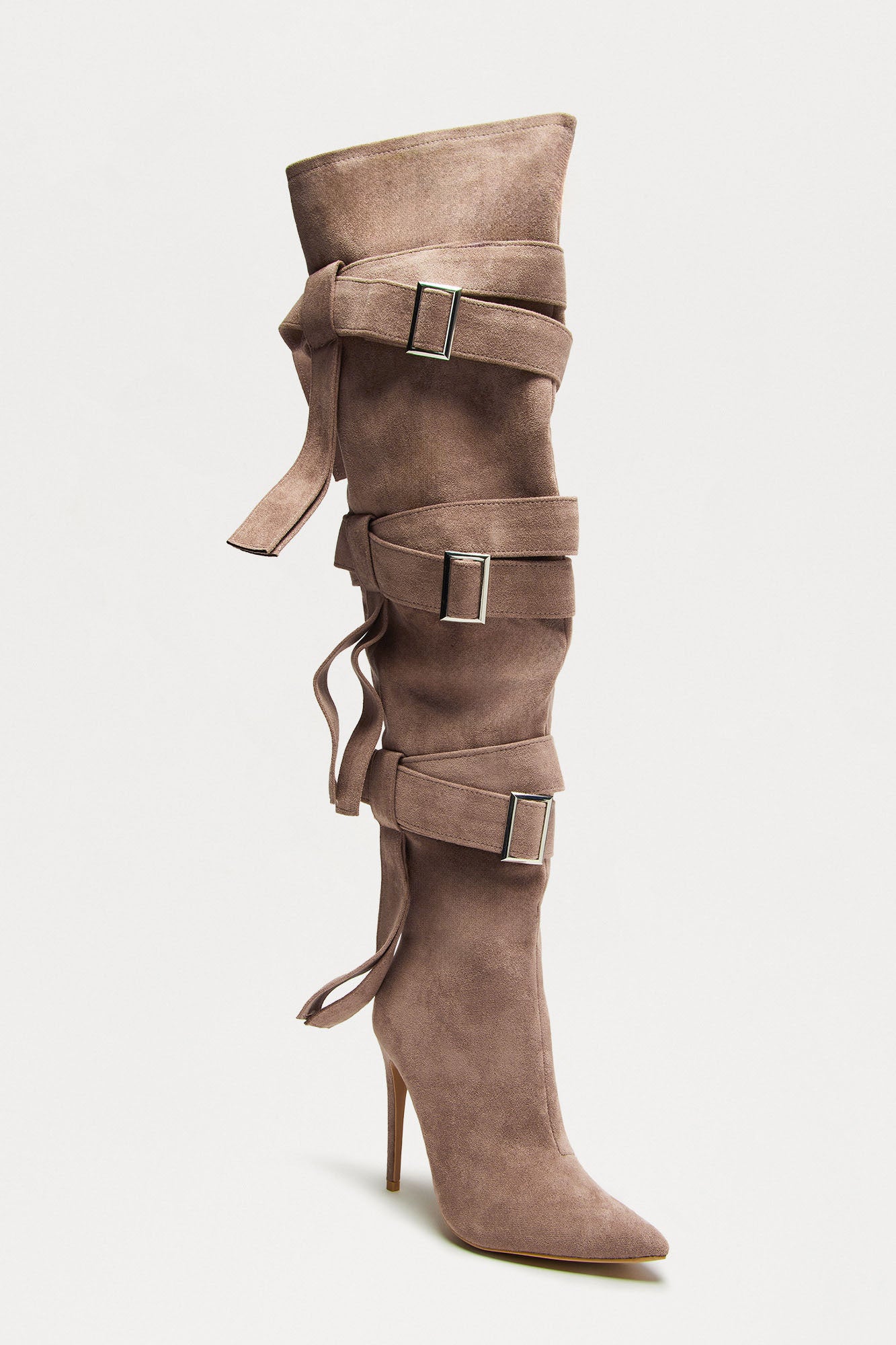 Bruin Buckle Thigh High Boots (Beige) image 3