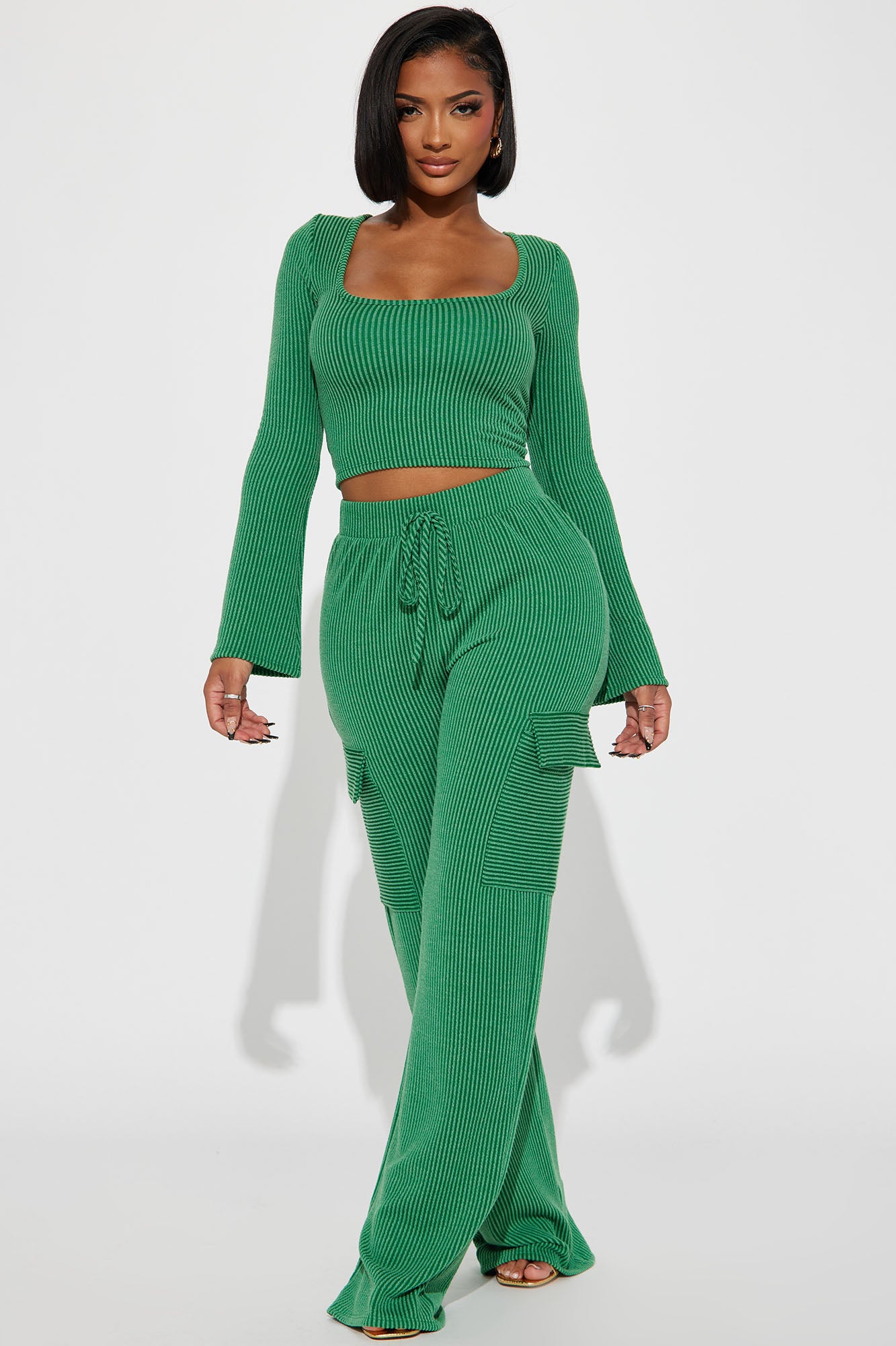 Ribbed Pant Set (Green)