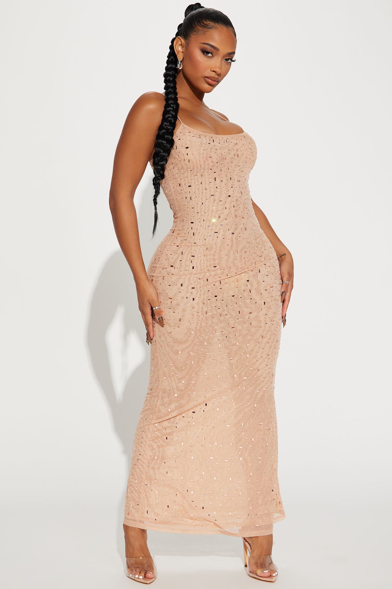 Mesh Maxi Dress (Nude)