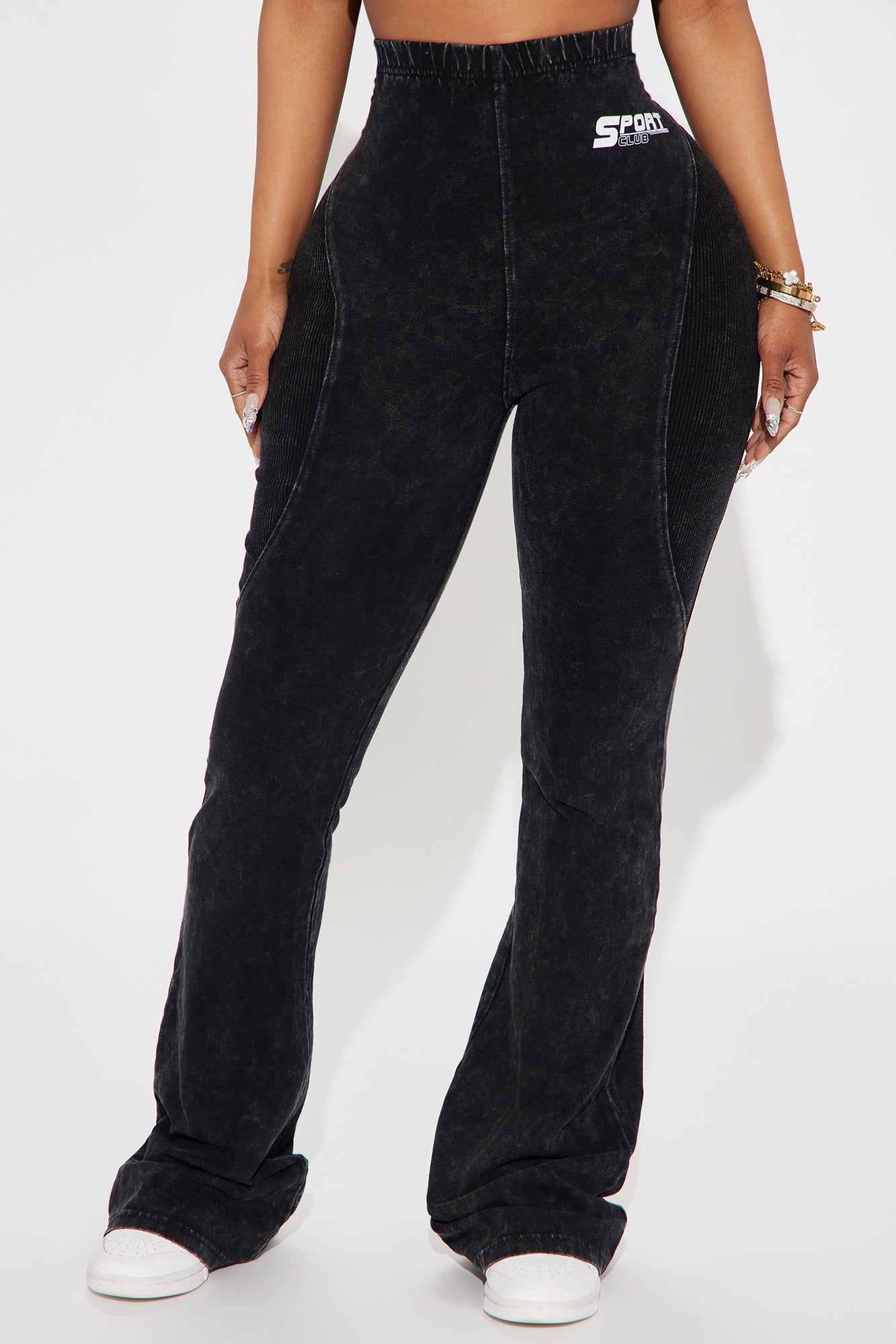game changer sporty washed flared pant black