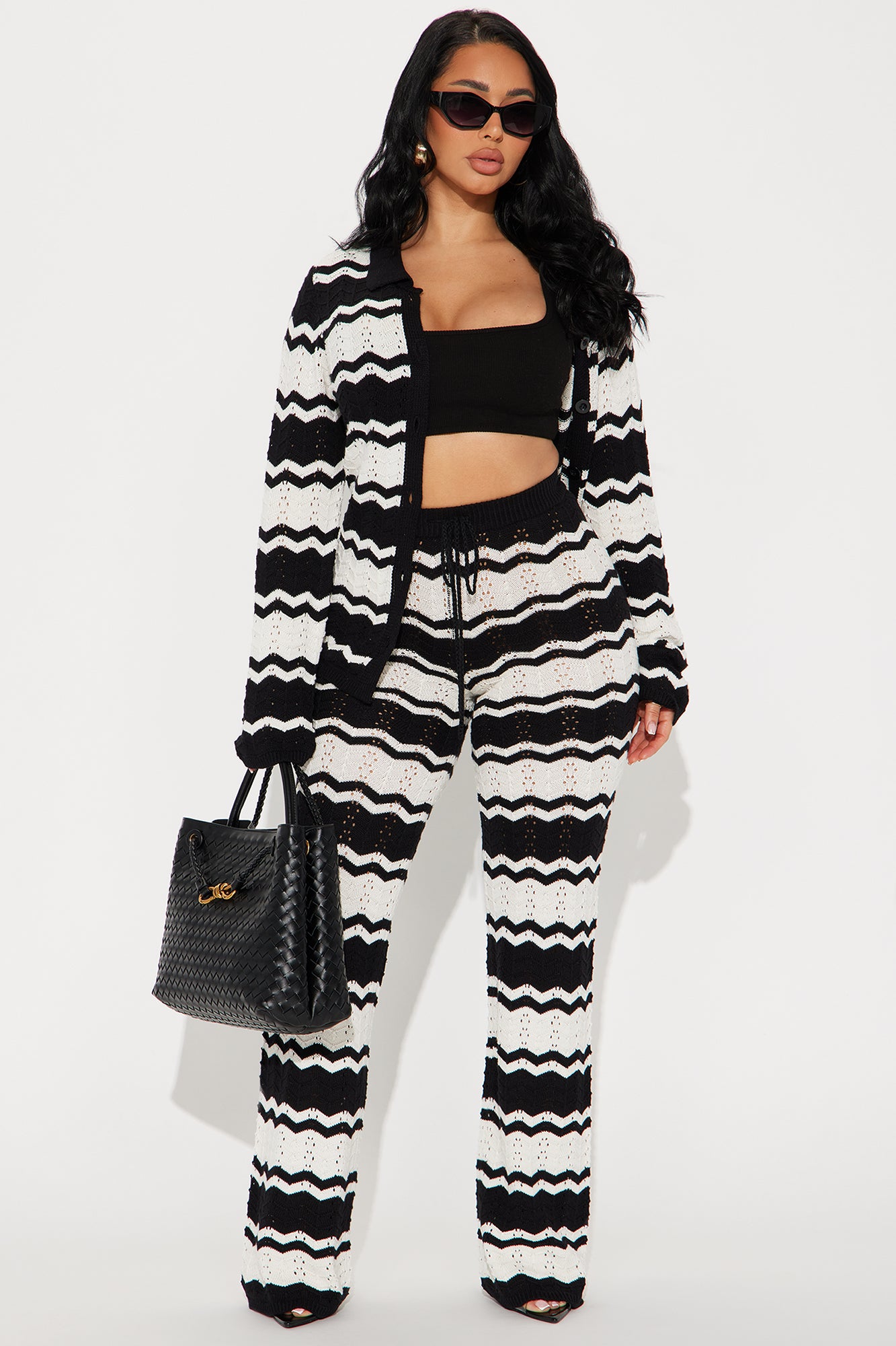 arabella crochet pant set black