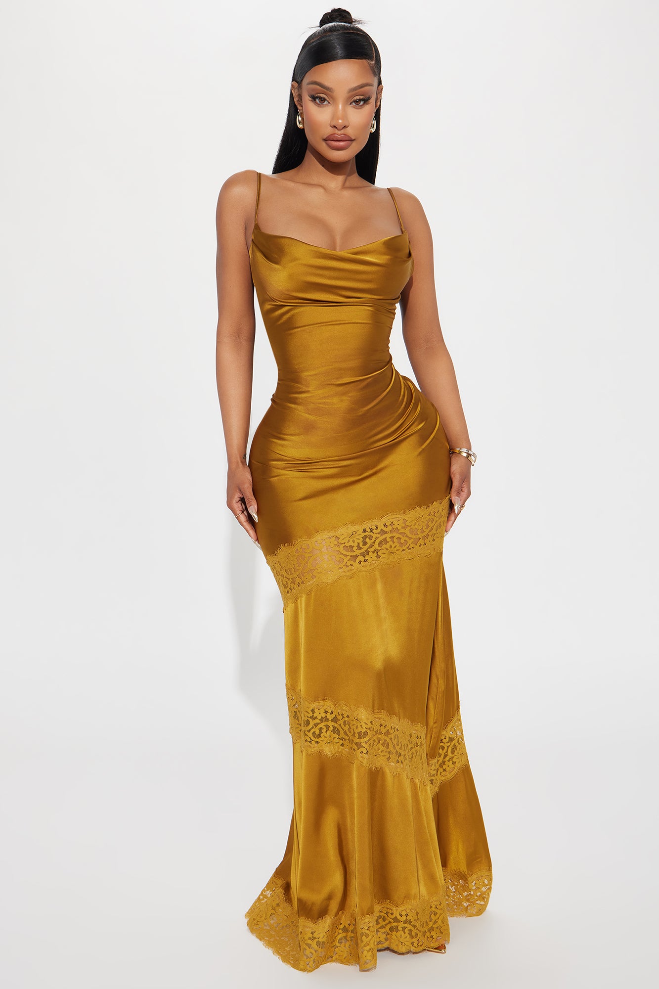 Satin Maxi Dress (Gold)