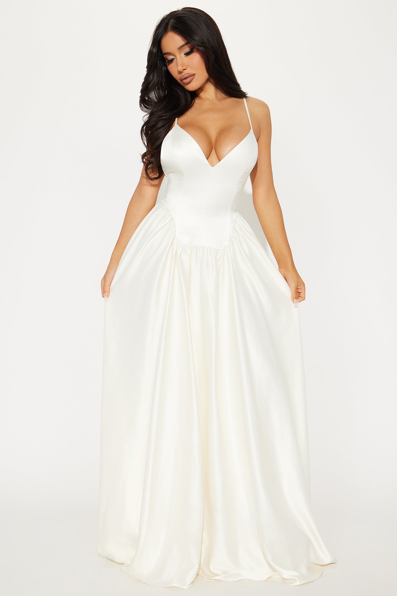 Satin Maxi Dress (Cream)