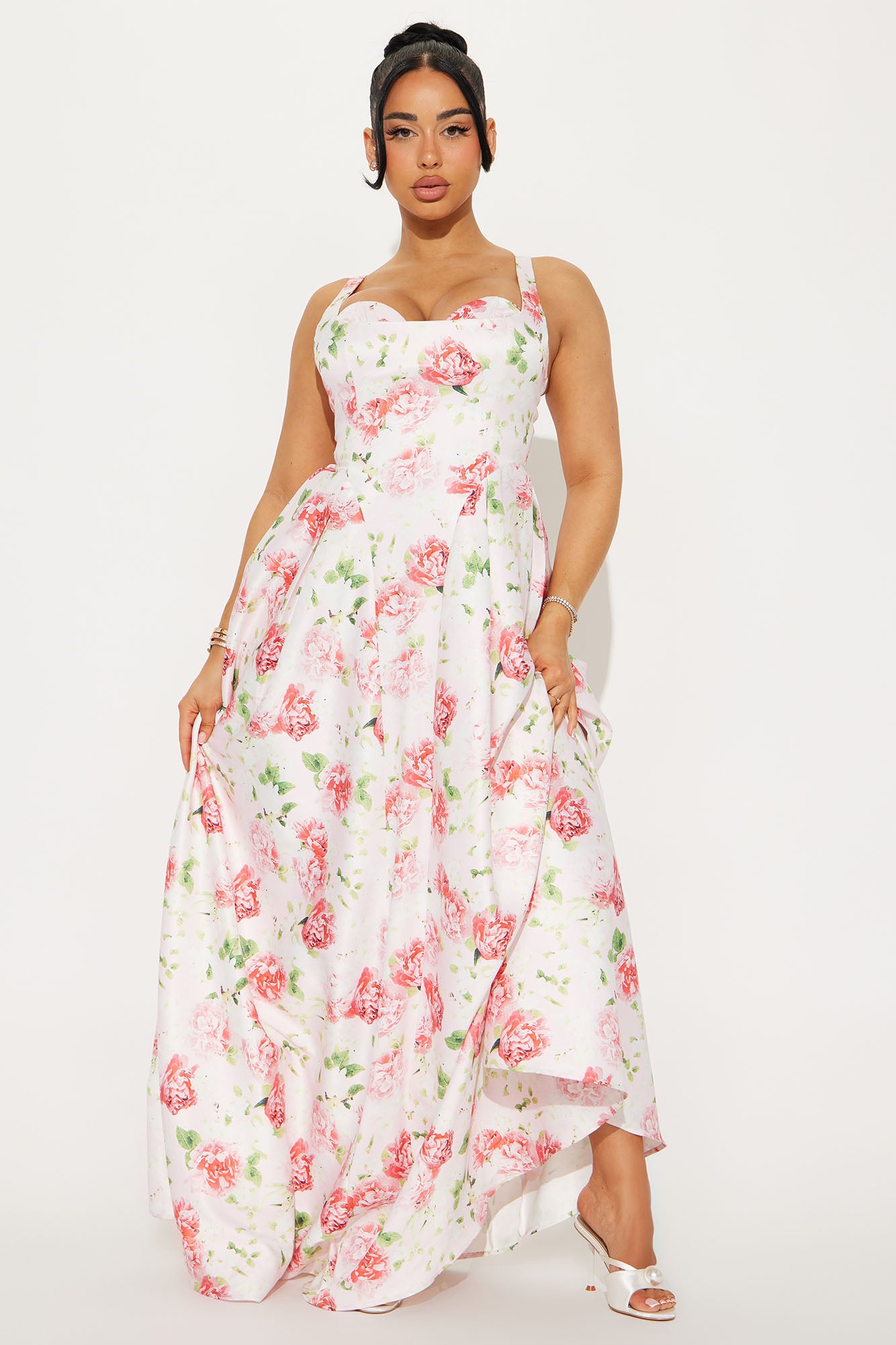 Satin Maxi Dress (Pink/combo)