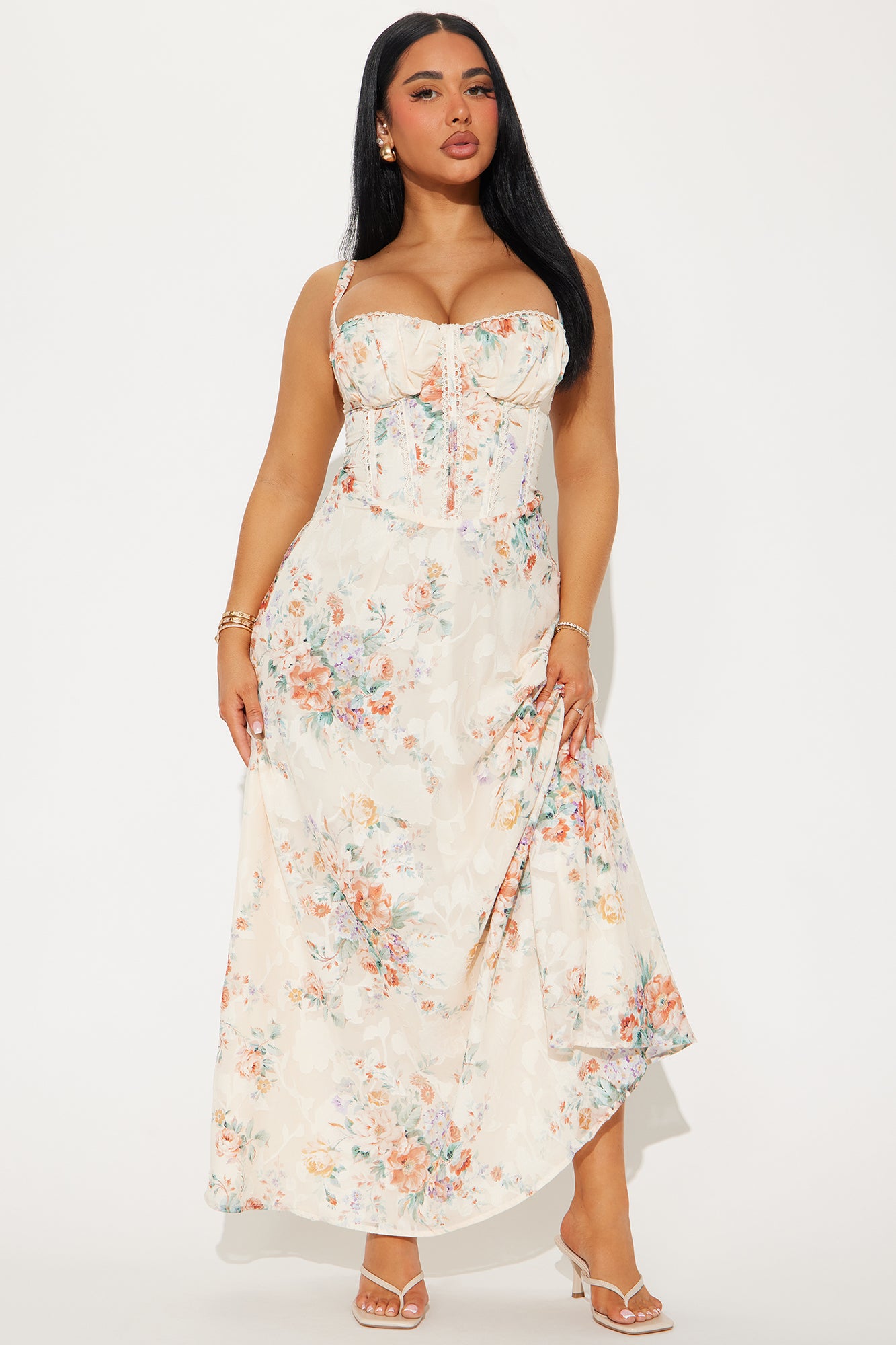Floral Maxi Dress (Ivory/combo)