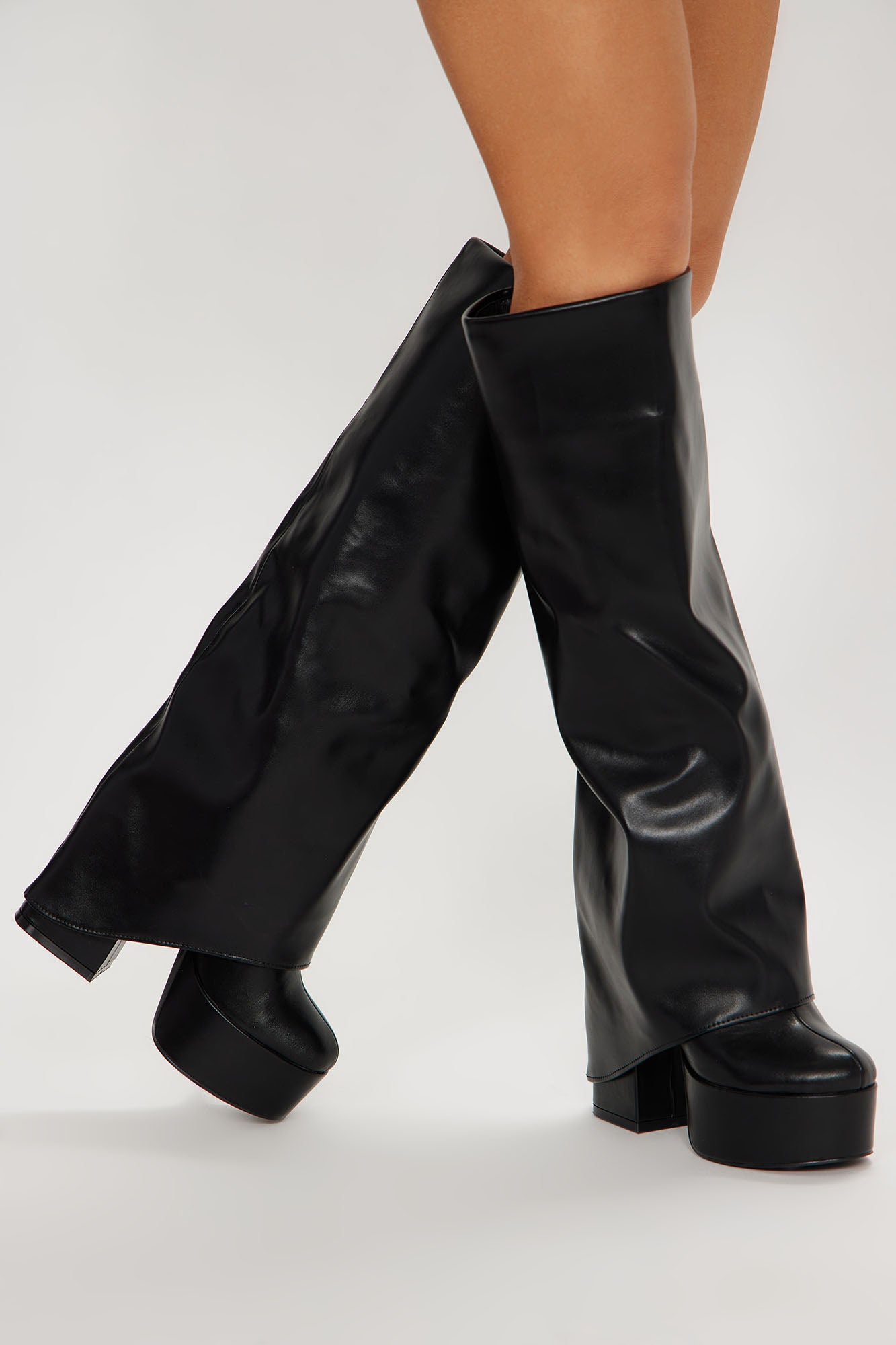 Malia Platform Overlay Boots (Black)
