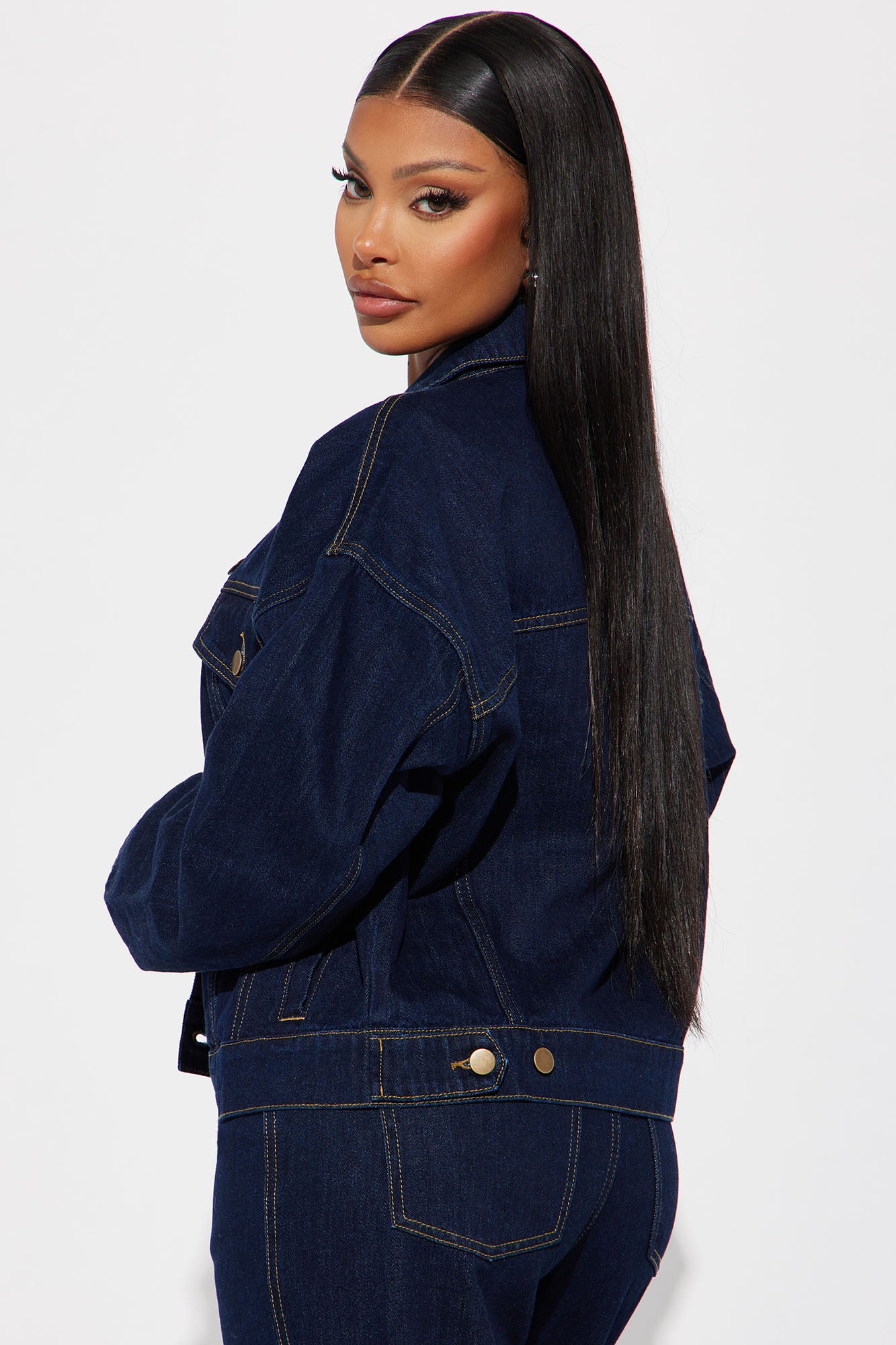 Denim Trucker Jacket (Dark Wash) image 3
