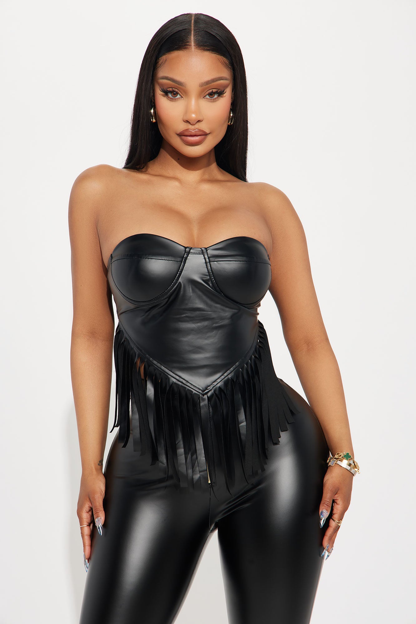 Faux Leather Pant Set (Black) image 2
