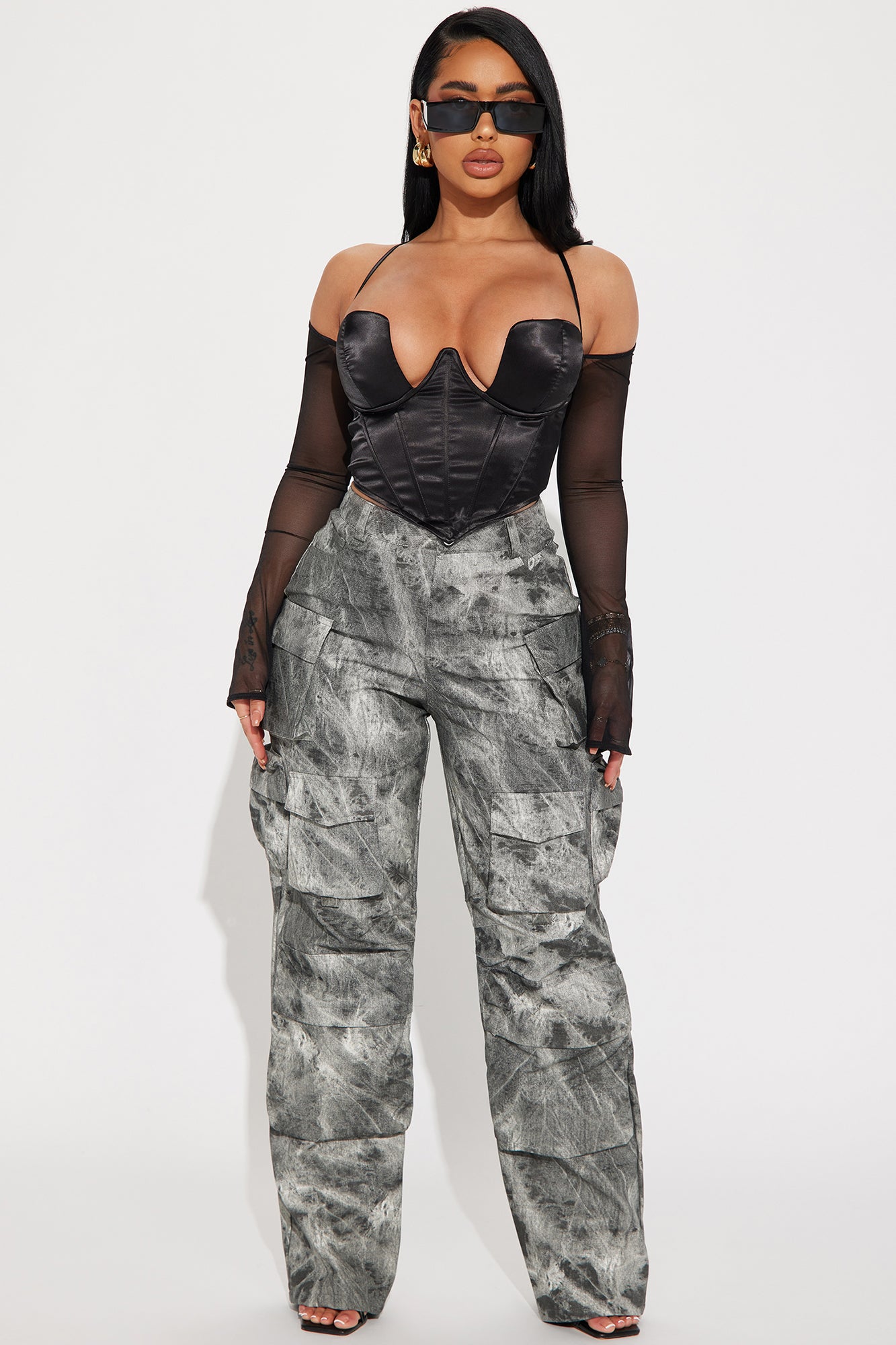 Satin Corset Top (Black) image 2