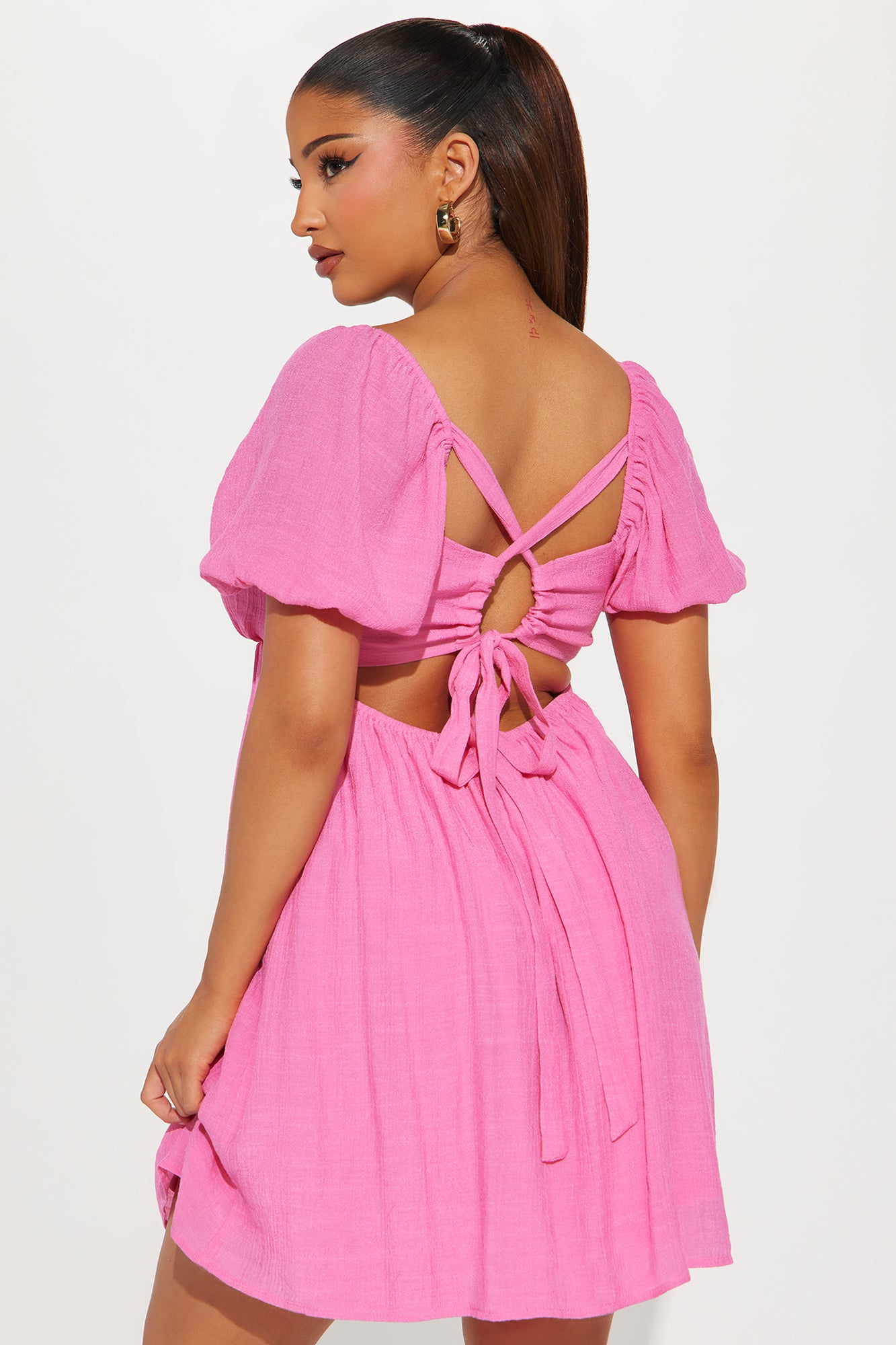 Ruched Mini Dress (Pink) image 3