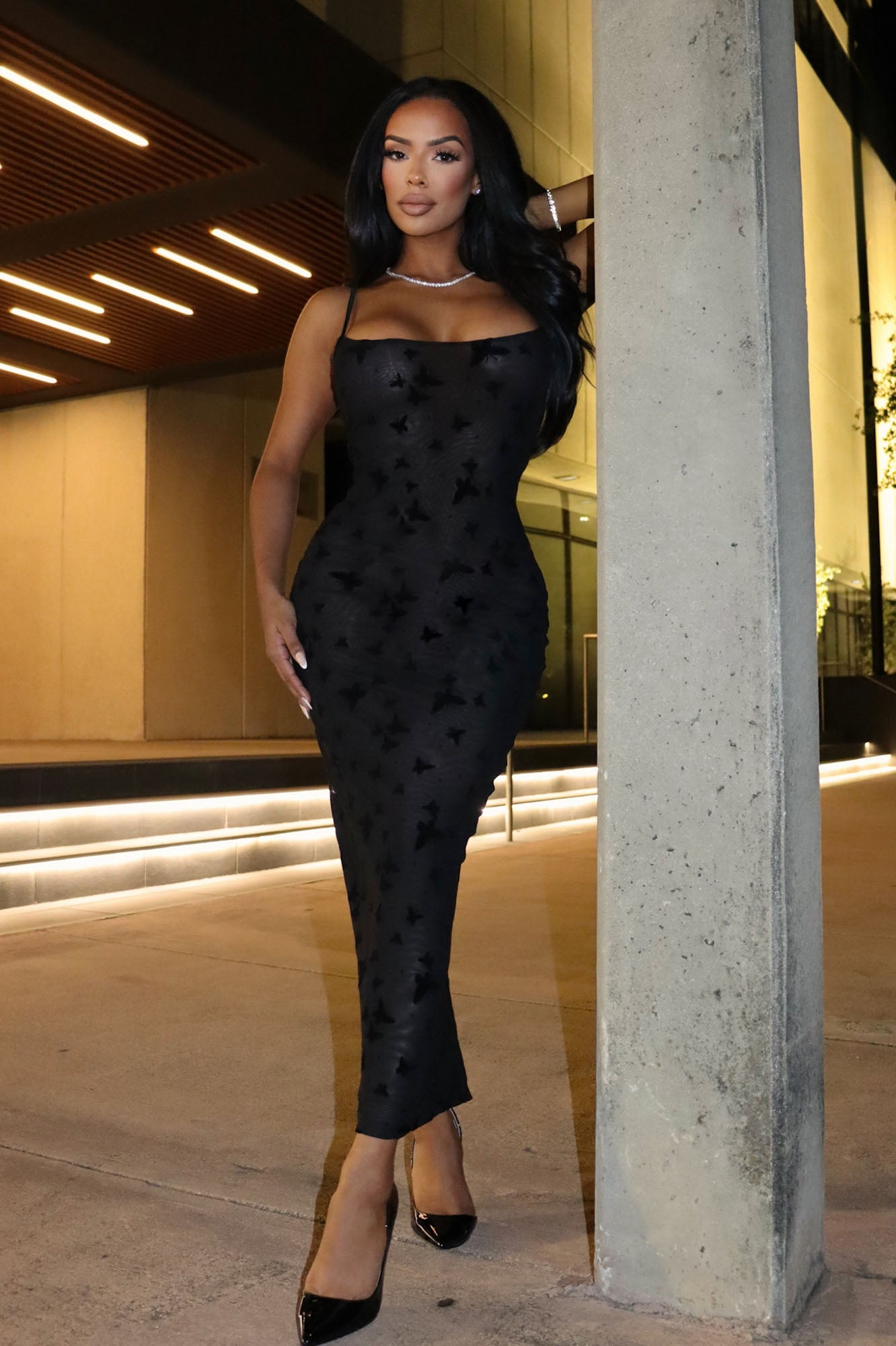 Mesh Maxi Dress (Black)