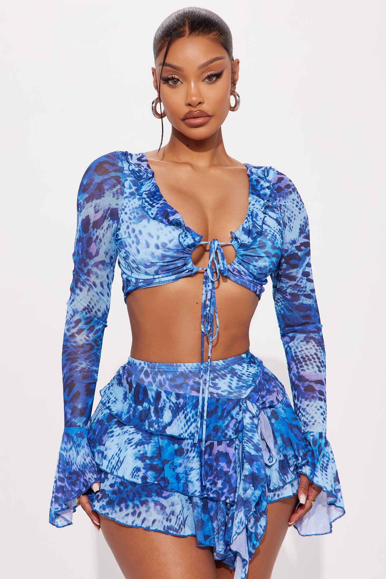 Mesh Skirt Set (Blue/combo) image 2
