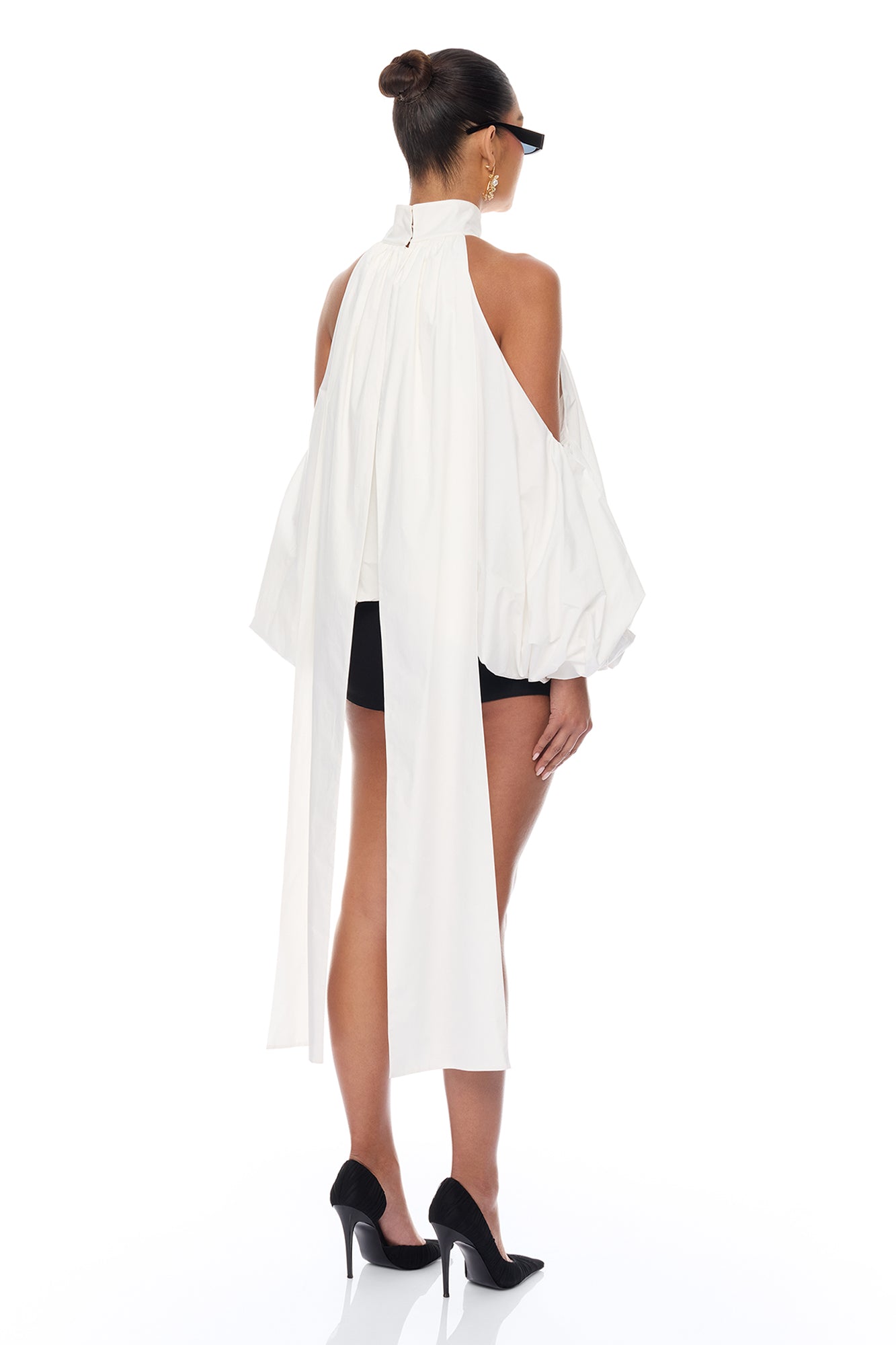 Giselle Bubble Hem Cotton Blouse (White) image 4