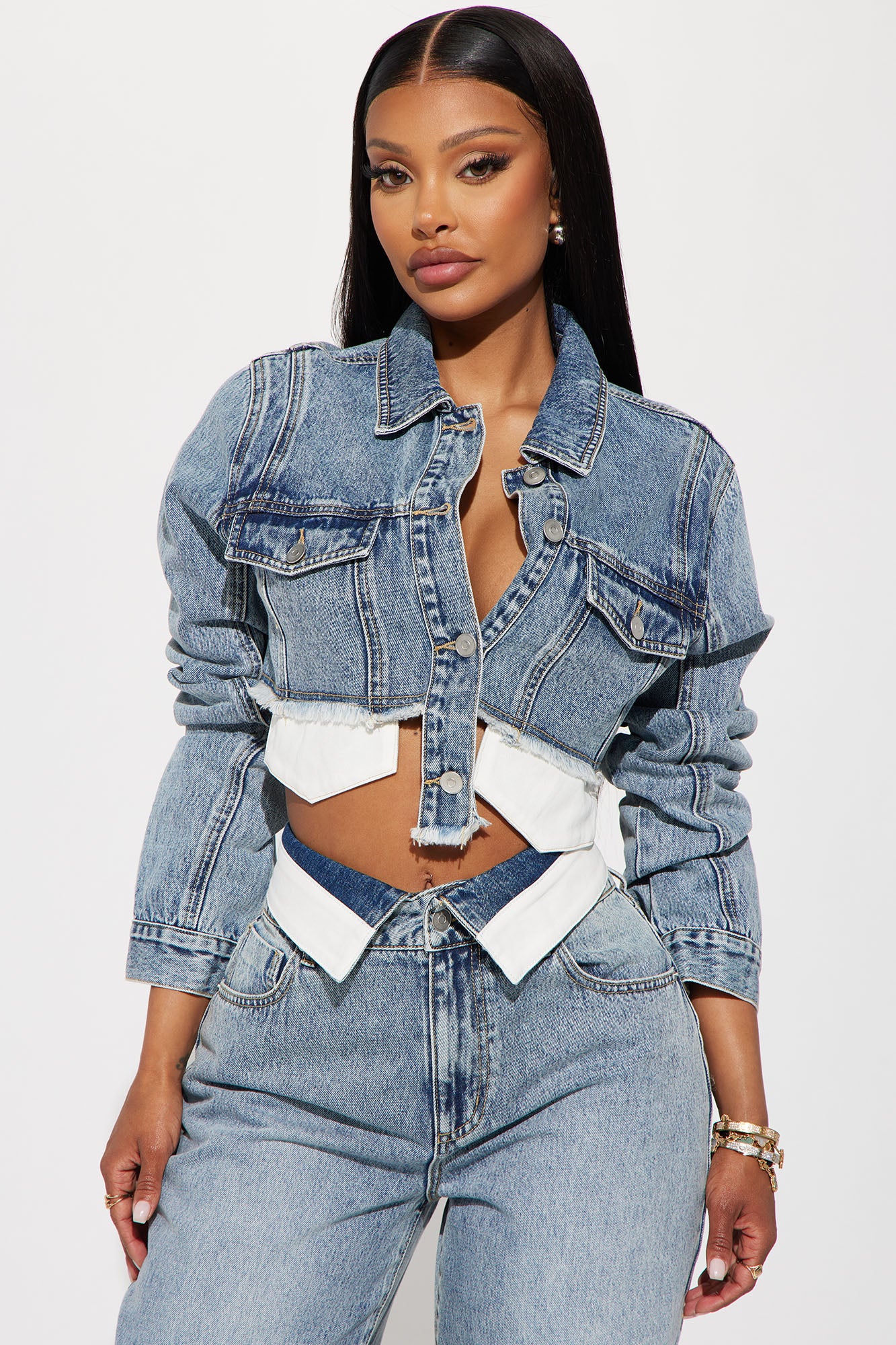 Denim Washed Pant Set (Medium Wash) image 2