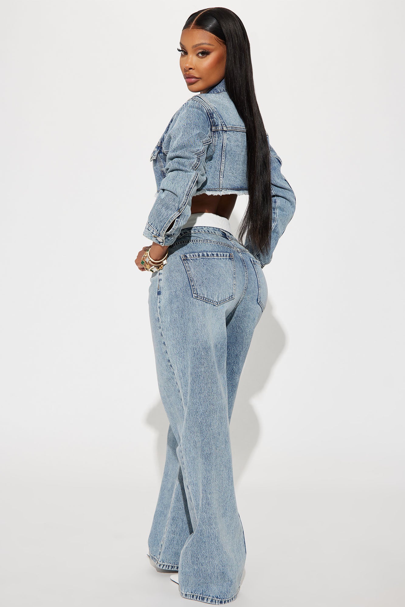 Denim Washed Pant Set (Medium Wash) image 3