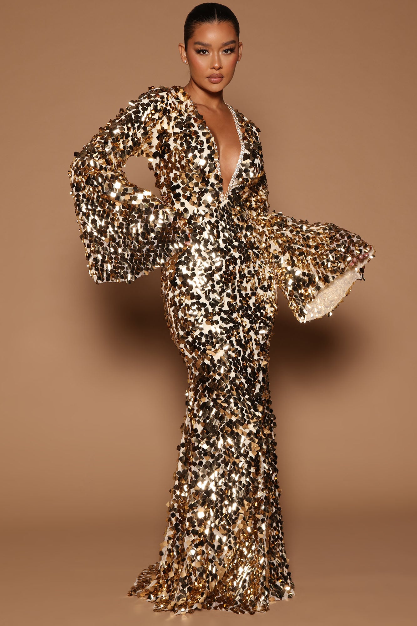 Sequin Maxi Dress (Gold)