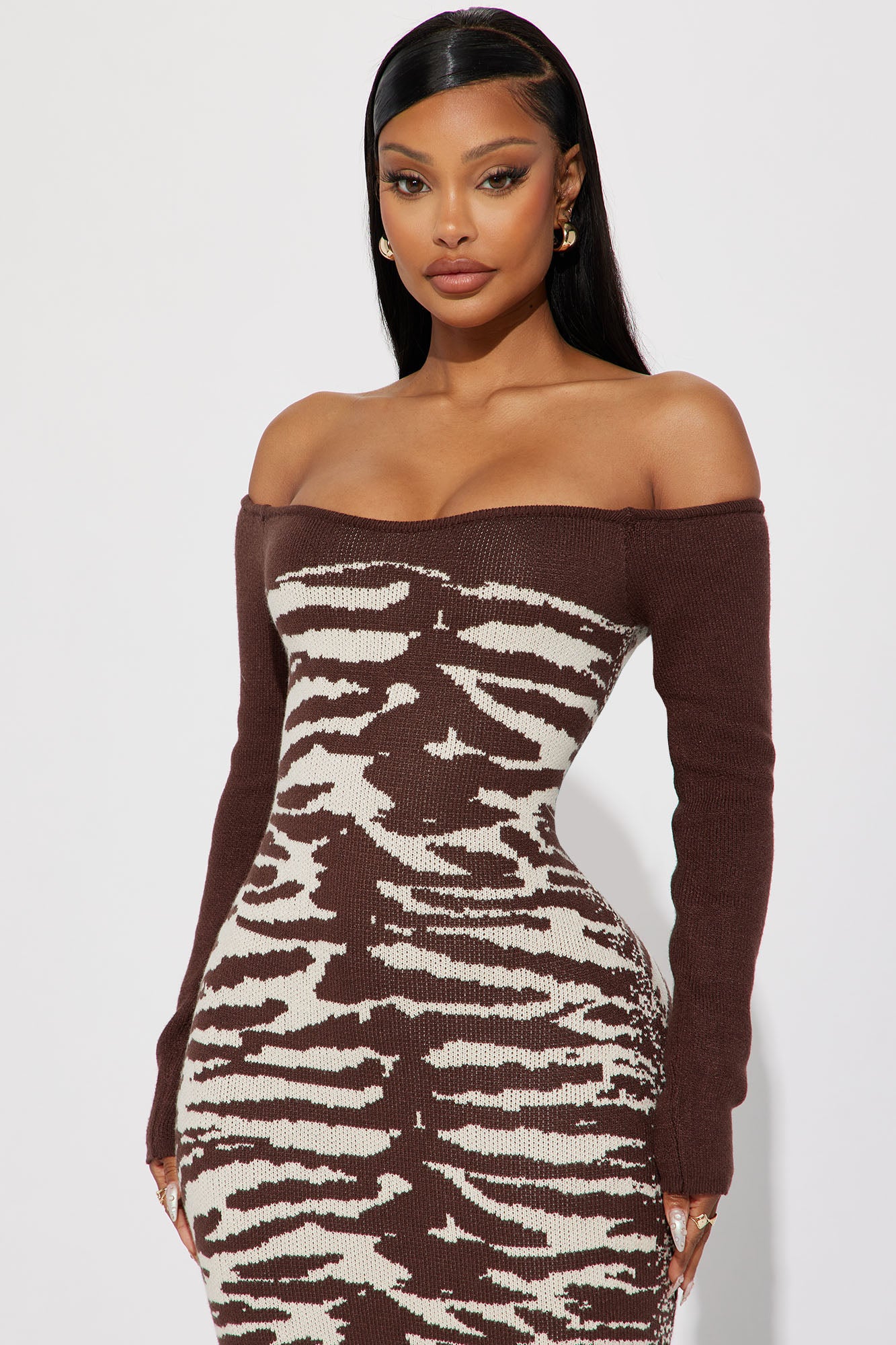 Sweater Maxi Dress (Brown Combo) image 2