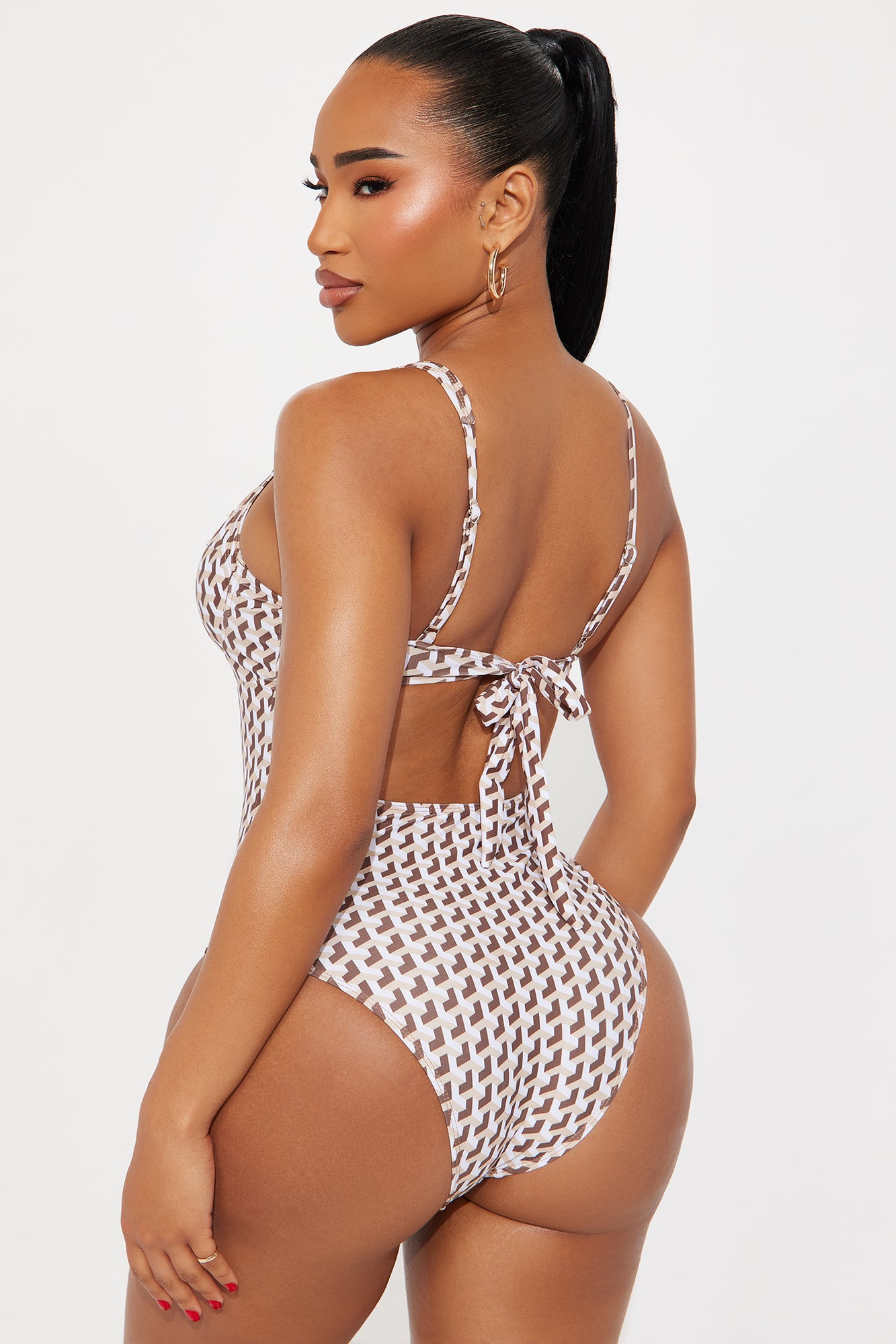 Piece Swimsuit (Brown/combo) image 3