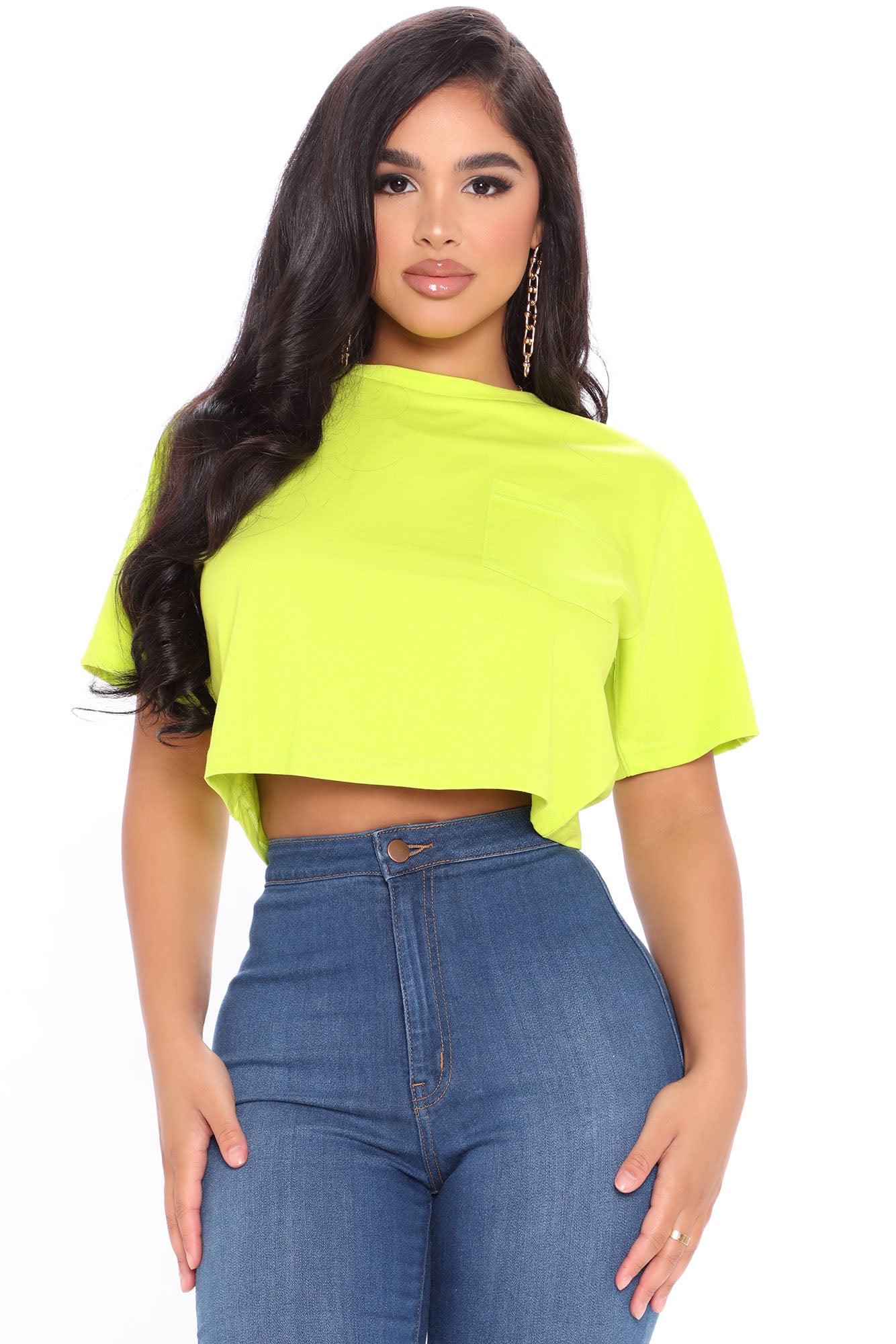 Elisa Relaxed Crop Tee (Neon Green)