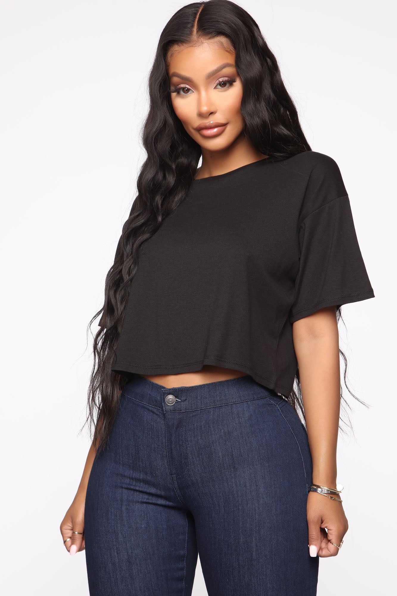 Leslie Cropped Tee (Black)