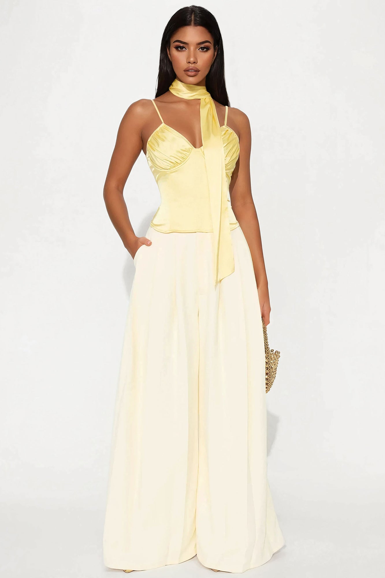 Piece Satin Corset Top (Butter Yellow) image 2