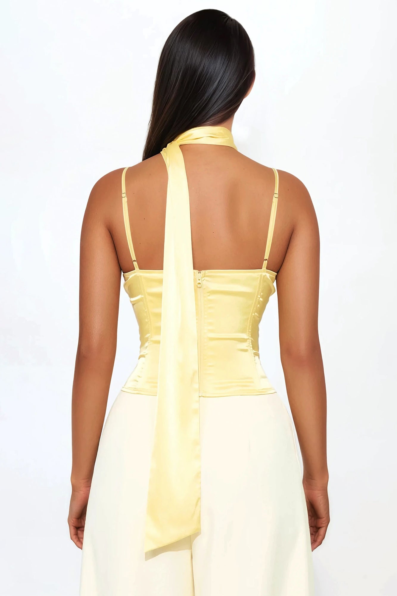 Piece Satin Corset Top (Butter Yellow) image 3