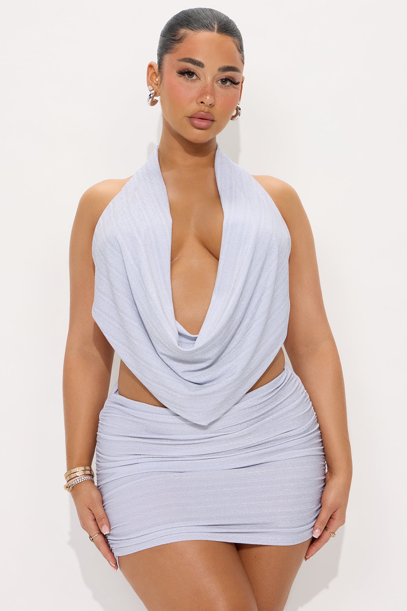 Top and Mini Skirt Set (Silver) image 2