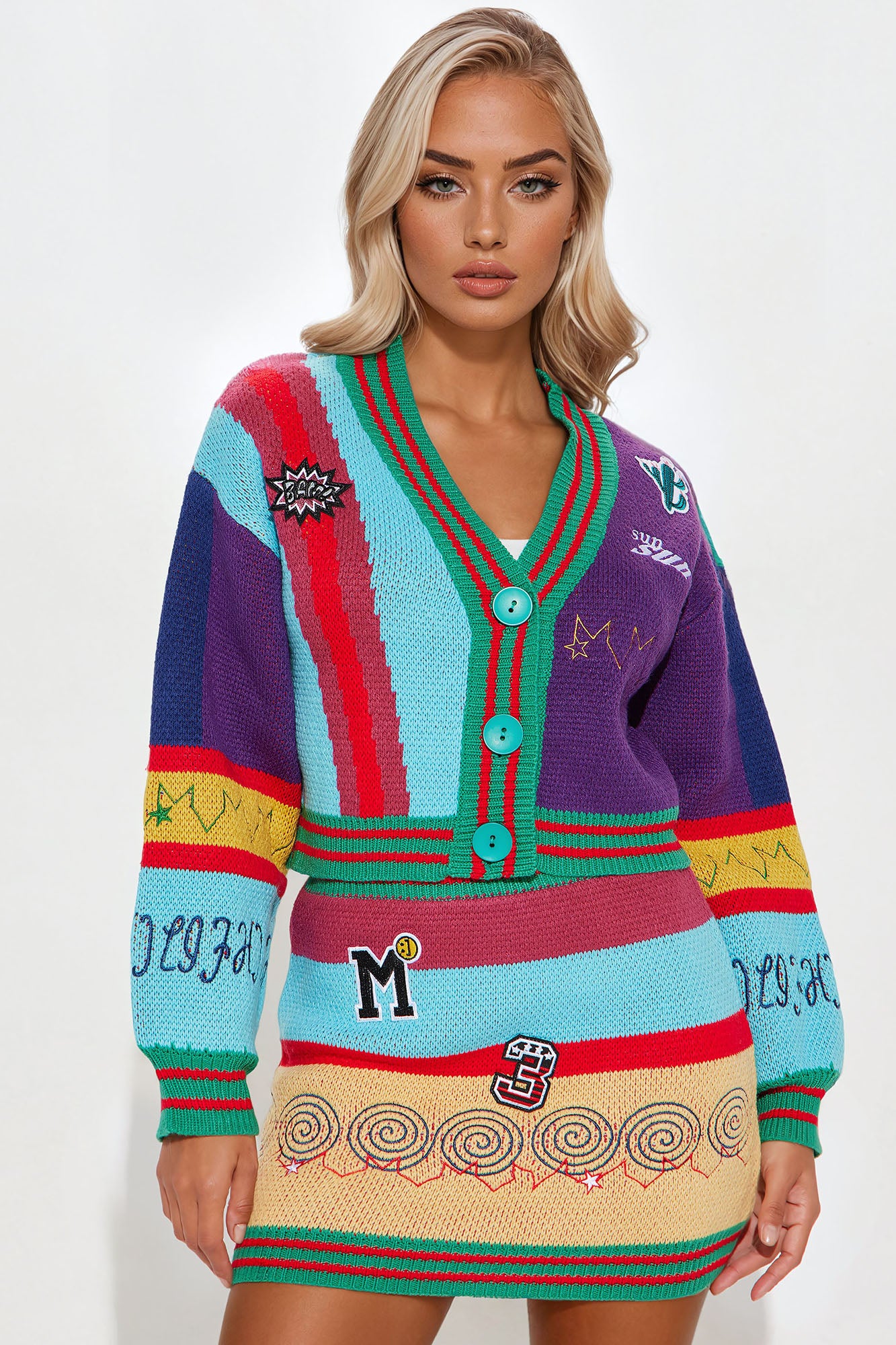Sweater Mini Skirt Set (Multi Color)