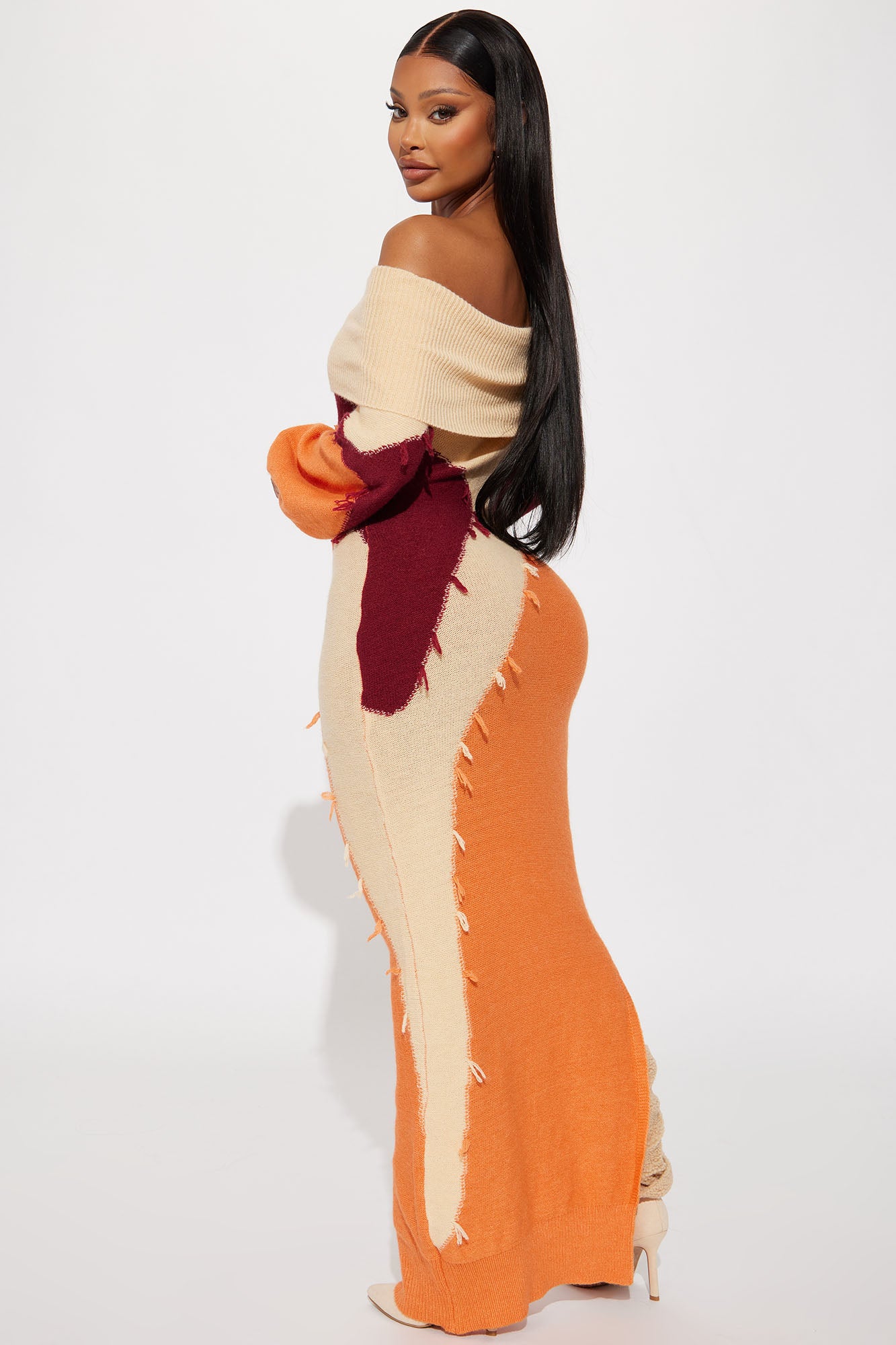 Sweater Maxi Dress (Orange/combo) image 4