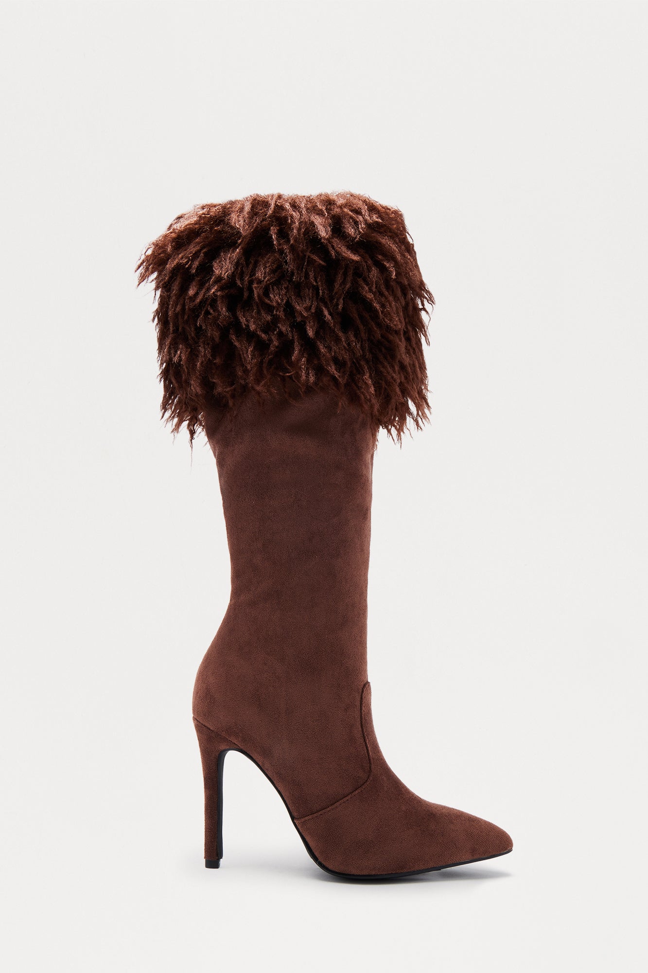 Faux Fur Trim Boots (Brown) image 2