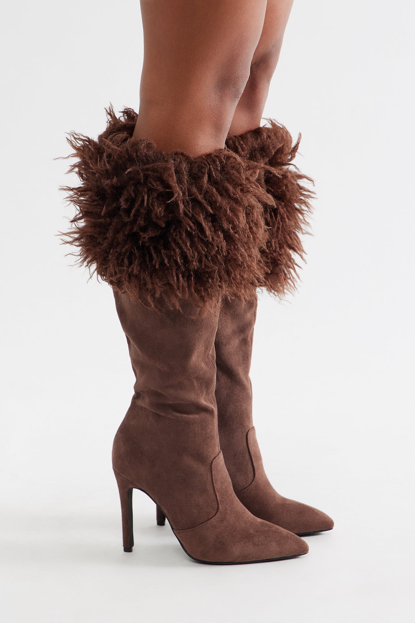 Faux Fur Trim Boots (Brown) image 3