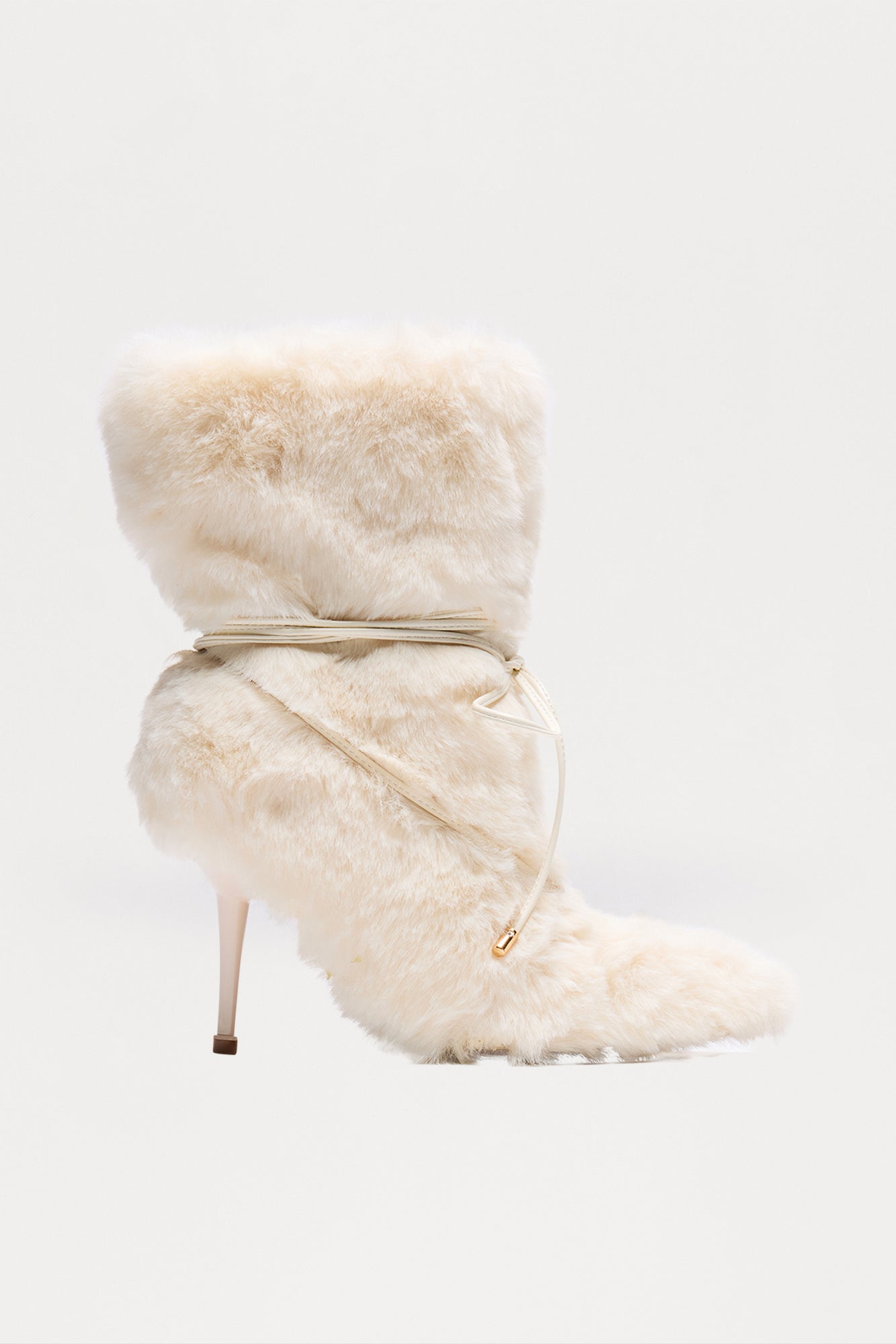 Faux Fur Stiletto Boots (Cream)