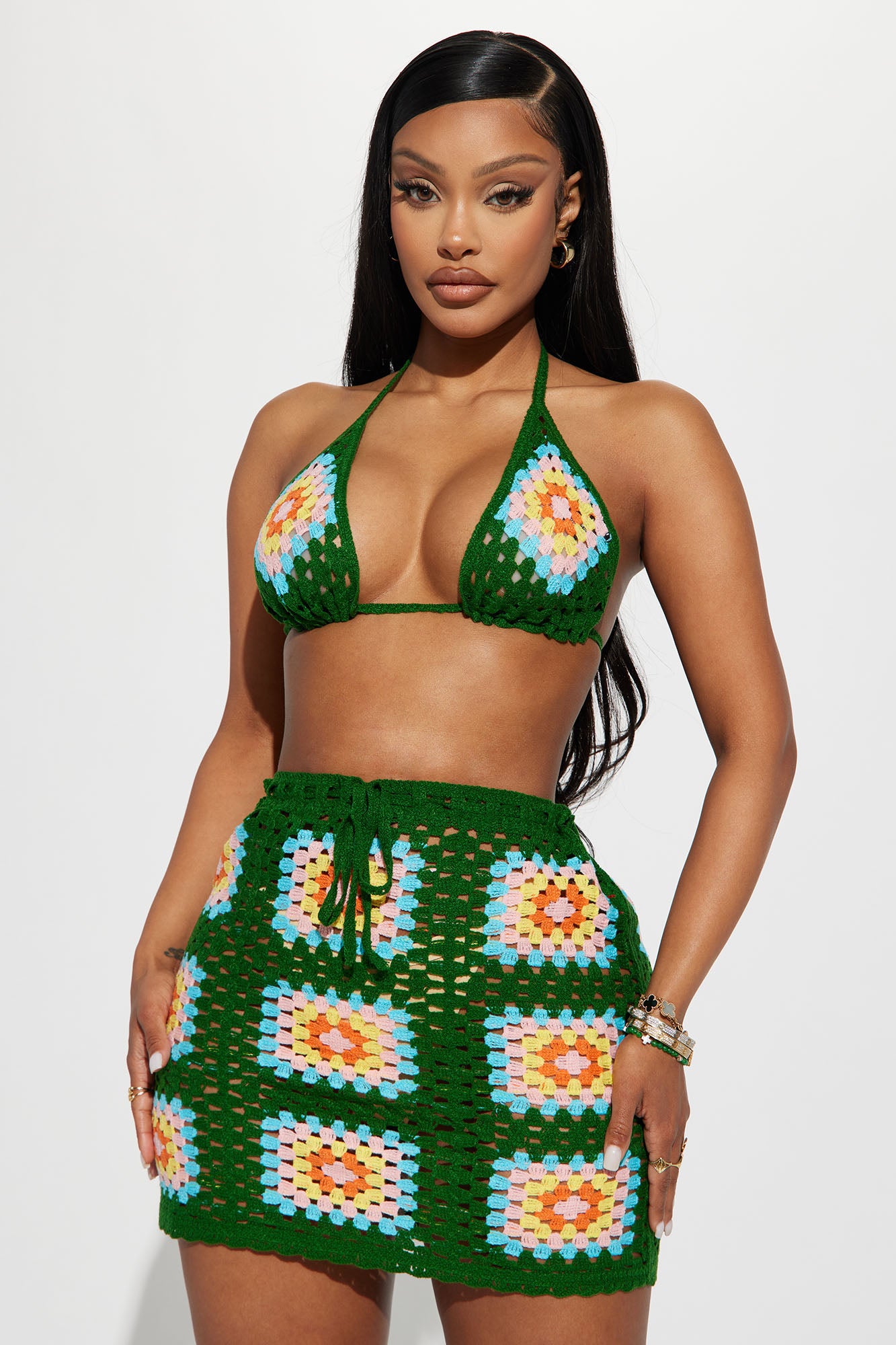 Skirt Set (Green/combo)